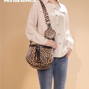 Montana West Leopard and Black Shoulder Bag